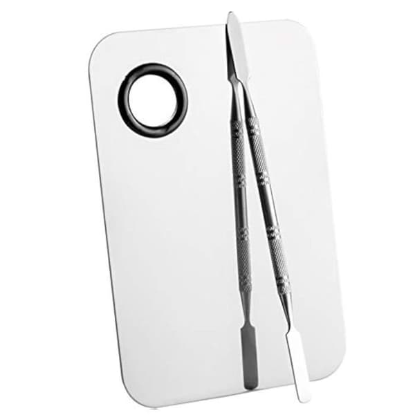 Professionel makeup blandingspalette i rustfrit stål (med spatula) — (Sølv)