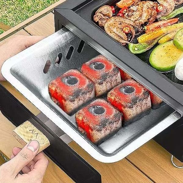 Bordsgrill - GRANDSALEY - japansk stil - bärbar kompakt - hållbart järn - vit Vit
