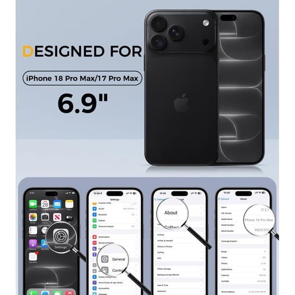 Flydende silikoneetui til iPhone 18 Pro Max, sort; stødabsorberende, ridsefrit, kamerabeskyttelse, silkeagtig blød berøring.