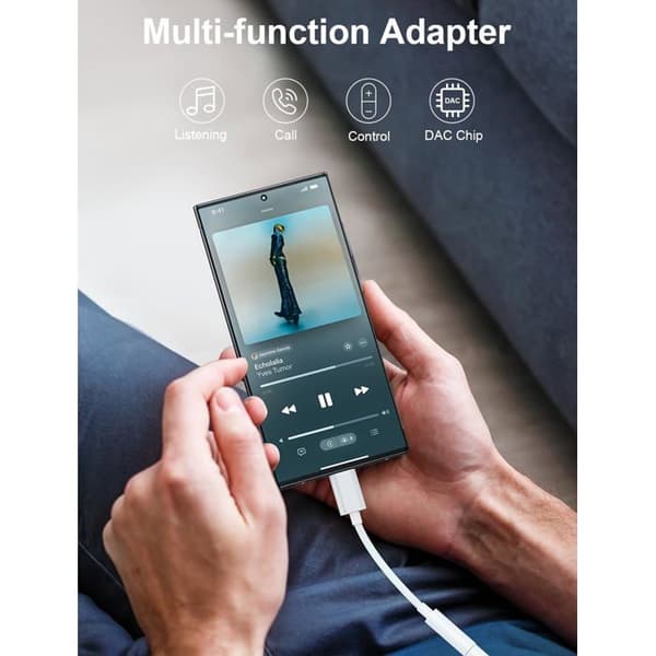 USB-C til 3,5 mm jack audioadapter – Sæt med 2 Hi-Fi, konverter til hovedtelefoner