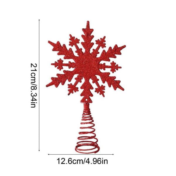 Juletræspynt i form af en glitrende snefnug, 21 cm (rød)