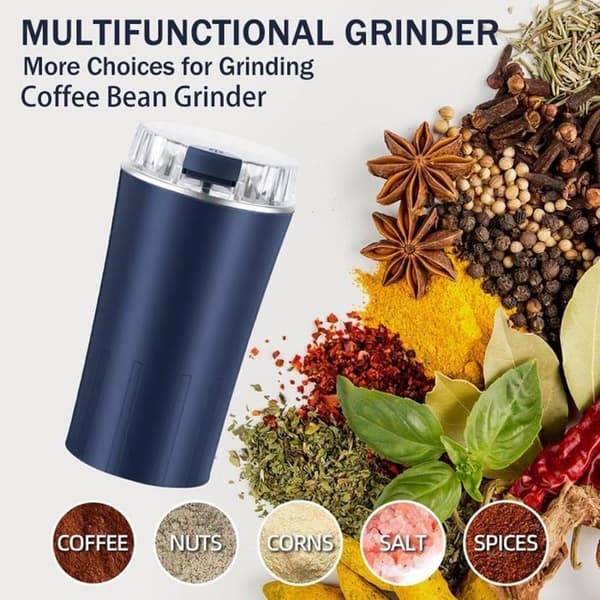 Elektrisk kaffekværn og krydderier - GRANDSALEY - 300 W - Rustfrit stål blade - 250 ml (60 g) - Blå