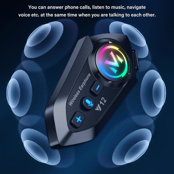 Paket med 2 motorcykel intercom: Bluetooth 5.4, kommunikationssystem med dubbelchip och multitasking ljudfunktion, räckvidd på 500 m.