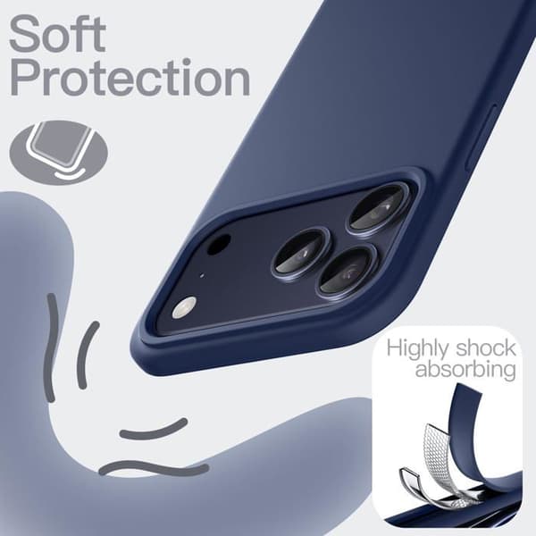 Silicone cover til iPhone 17 Pro Max 6,9 tommer, der tilbyder fuld beskyttelse og ridsemodstand.
