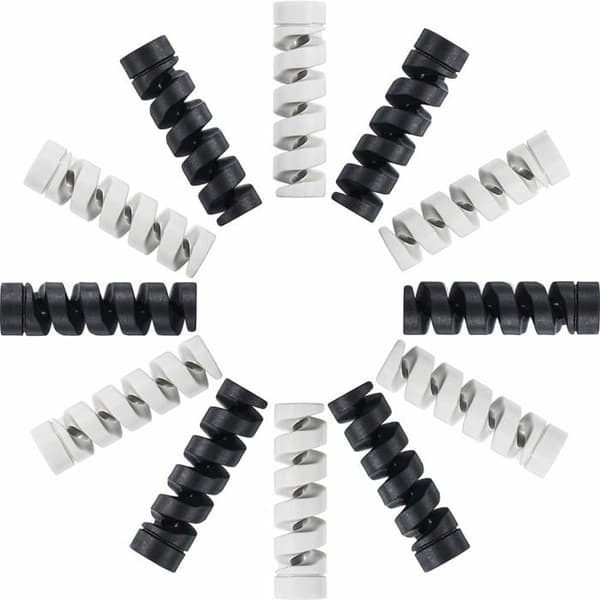 Sæt med 12 ladekabelbeskyttere – Spiralbeskyttelse i silikone til Micro-USB datakabler og muskabler