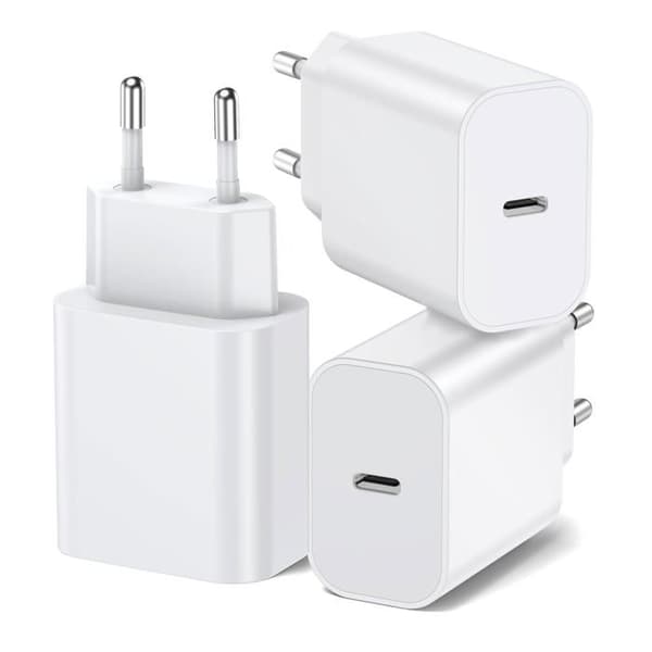 USB-C oplader 20 W, strømadapter, USB-C stik til hurtig opladning (pakke med 3)