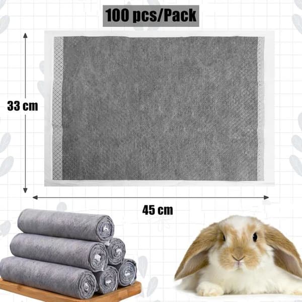 Sæt med 100 Engangs Puder til Kanin Hygiejnetæppe Absorberende - Marsvin Foring Små Uddannelsestæpper (45x33 cm)