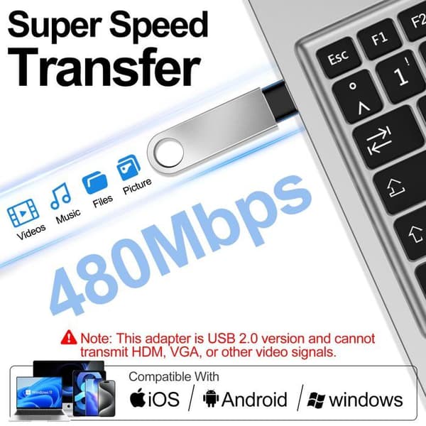 USB 4-pinninen sovitin USB-C:stä (USB-C-naaras laturin muunnin USB-A-uros)
