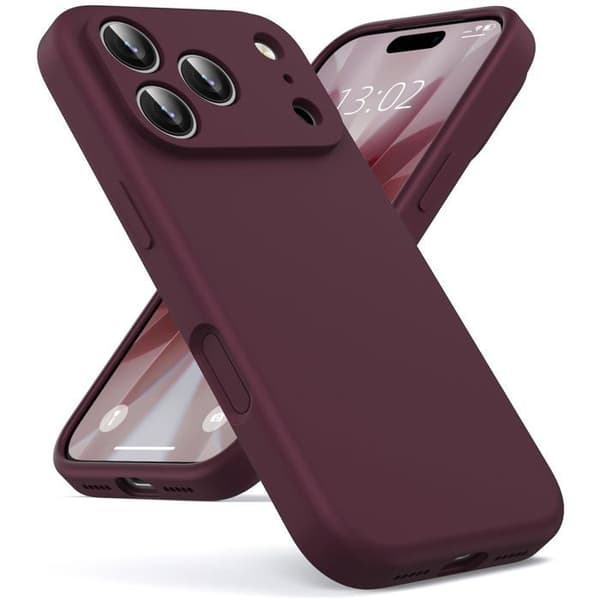 Siliconfodral för iPhone 18 Pro / 17 Pro, bordeaux, mikrofiberfoder, stötabsorberande skyddsfodral