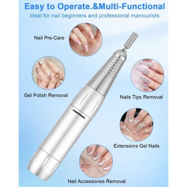 Nagelslip - GRANDSALEY - 35000 varv/min - Uppladdningsbar - Bärbar - Multifunktionella spetsar