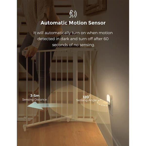 LED natlys med stik og sensor - GRANDSALEY - Sæt af 2 - Varm hvid 3000 K - Sensor 3–5 m - 0,6 W Varm vit (3000 K)