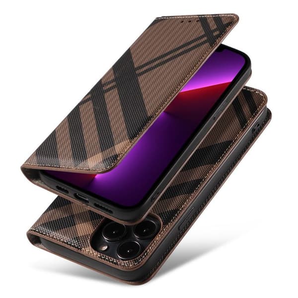 Plånboksfodral med lock för iPhone 15 (6,1 tum) - Brun