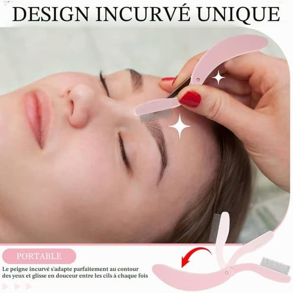 2-delt øjenvippe separator kam, foldbar øjenvippe kam, til at forme øjenbryn og øjenvipper (sort + rosa)