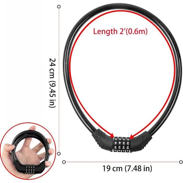 Cykellås kabel (2-pack), cykellås kedja, fäste ingår ej (svart)