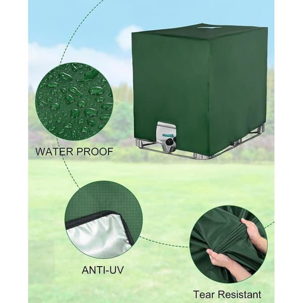 Låg til IBC-container - GRANDSALEY - 1000 L - UV-beskyttelse - Støvafvisende - Regnvandsopsamling