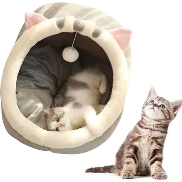Säng för katt - HOLVANE - Brittisk Shorthair kattunge - Coton PP - 30x30 cm - Grå Grå