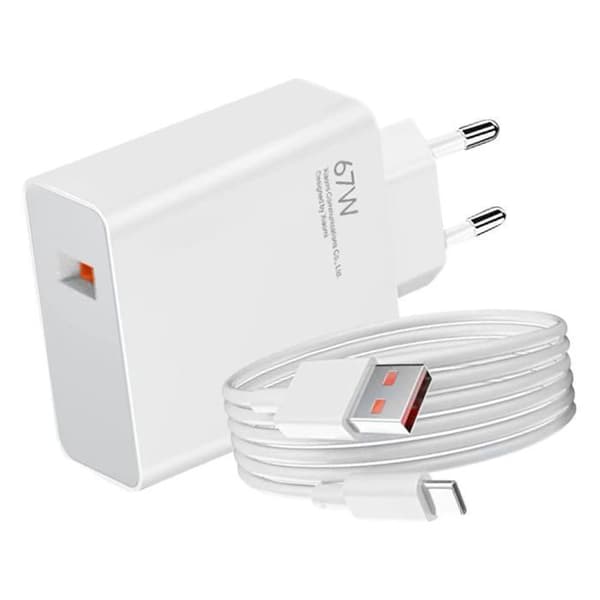 67W HyperCharge Combo (Type-A) — 67 W laturi, USB-portti, USB-C-kaapeli (Valkoinen)