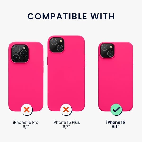 iPhone 15 cover – Ultra-tynd silikone cover, blød berøring, stødresistent design – Fluorescerende pink