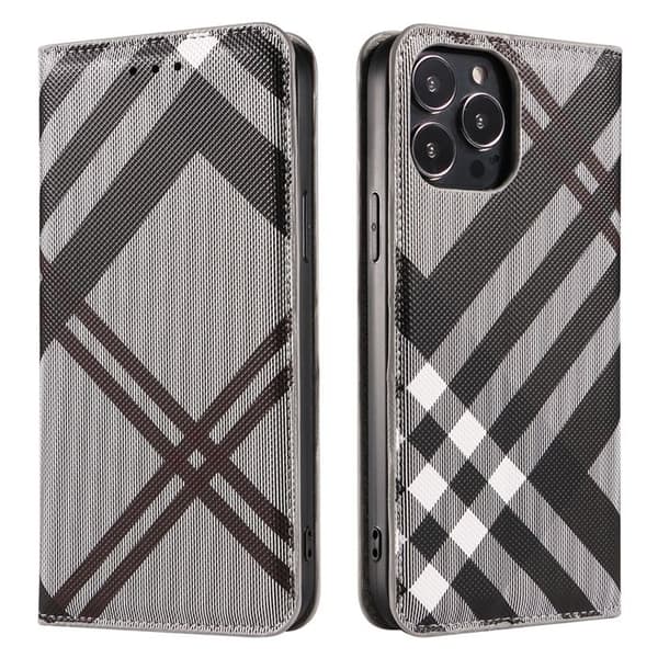 Plånboksfodral med lock för iPhone 15 (6,1 tum) - Ljusgrå