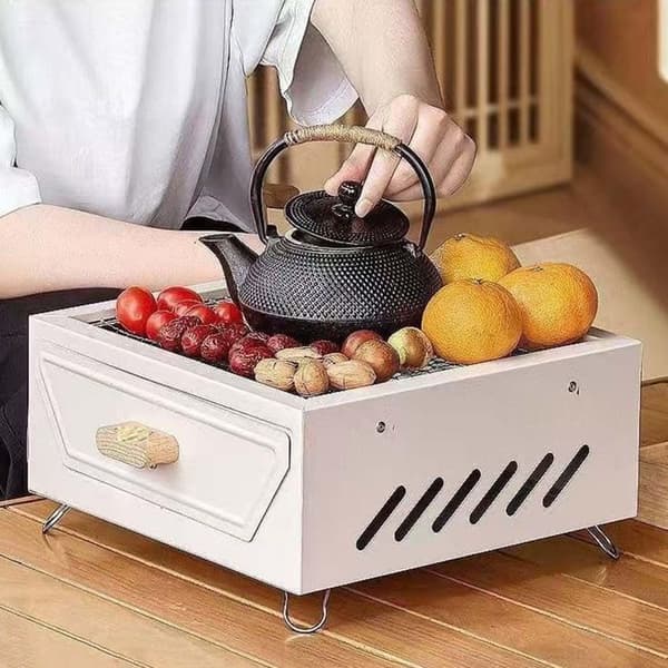 Bordsgrill - GRANDSALEY - japansk stil - bärbar kompakt - hållbart järn - vit Vit