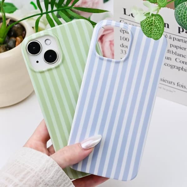 Cover til iPhone 13/14, smuk stribet mønster, blødt TPU-materiale, stødabsorberende beskyttelse.