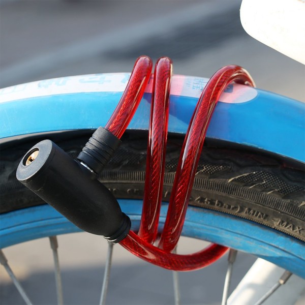 Stål Spiral Kabel Cykel Tilbehør Cykellås Med 2 Nøgler RØD 8608 | Fyndiq