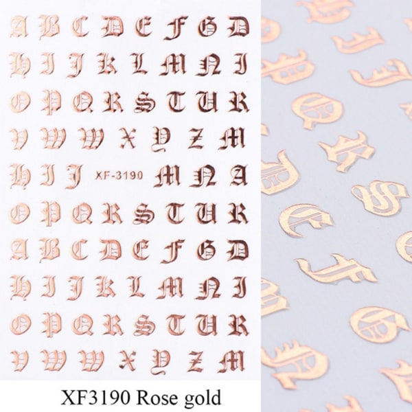 Nagelklistermärken Alfabet Bokstäver Självhäftande dekaler ROSE GULD 1627 |  Fyndiq