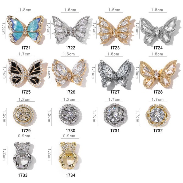 Nail Rhinestones 3D Flying Butterfly 1722