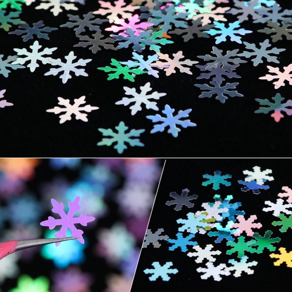 12 Färger/kartong Nagelpaljetter Christmas Snowflakes XC