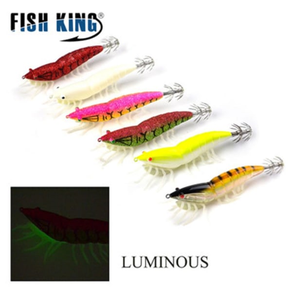 Squid Hook Octopus Bait Wood Shrimp Lures COLOR E - 3.5G