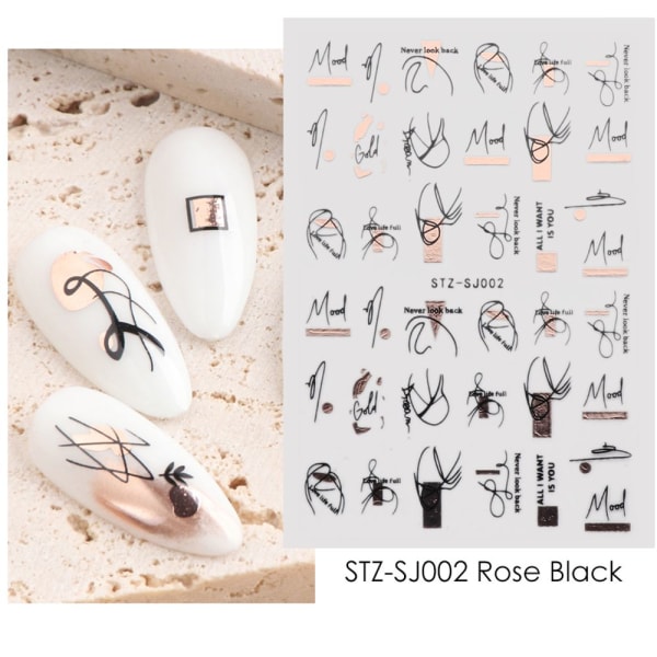 Nail Art Sticker 3D STZ-SJ002 ROSE BLACK