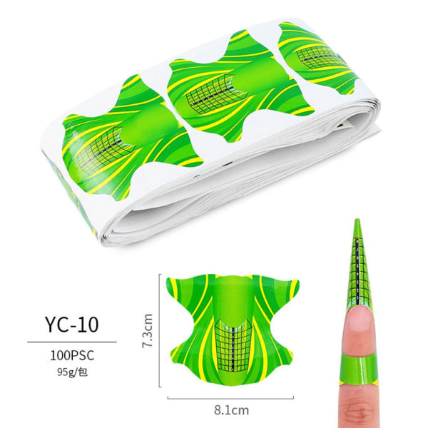 100 st Nail Form Extension Stencil UV Gel Builder YC10