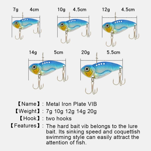 Fishing Metal VIB Lures Jig Metal Slice 20G7# 7#
