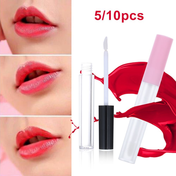 5/10 stk 3ml Lip Gloss Tube med børste flytende leppestift hetteglass 9253  | Fyndiq