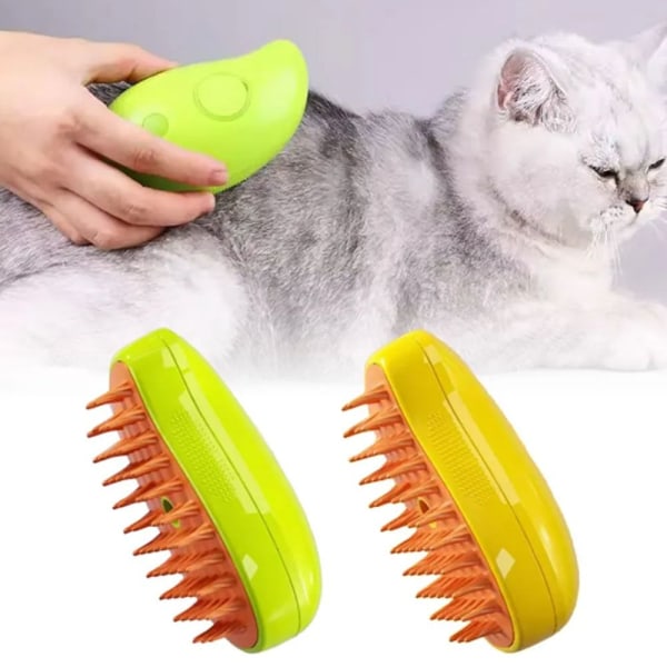Cat Steam Brush Pet Electric Spray Massasje Kam GRØNN