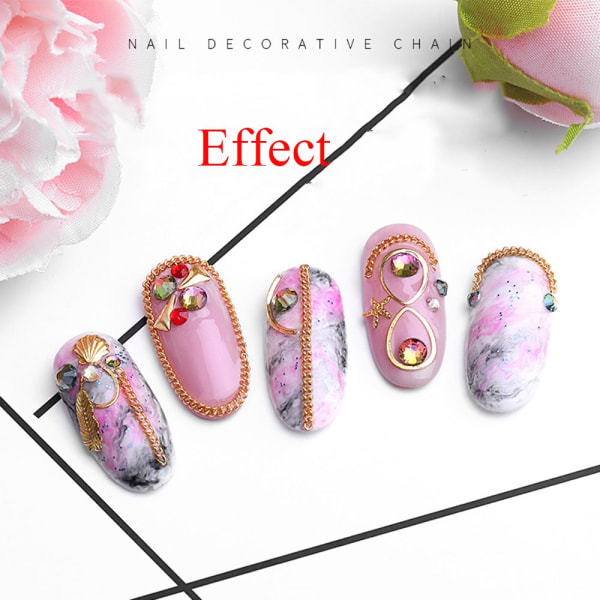 6 designs/pakke Nail Art Metal Kæde Legering Studs DIY Manicure 01