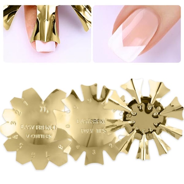 French Line Edge Stencil Nail Art skabelon Kantklipper GOLD E