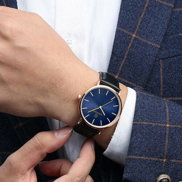 Watch Quartz Armbandsur Watch i äkta läder
