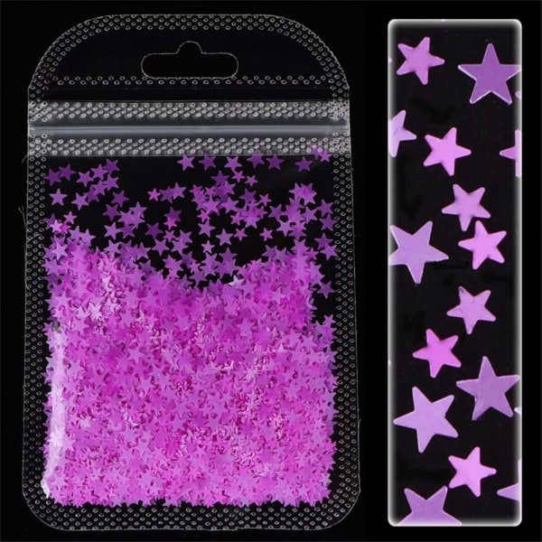 Neon Star Nail Paljetter Glitter Flakes 3D Nail Decoration 7