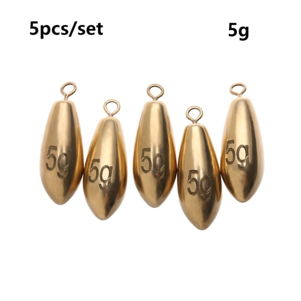 5kpl Fishing Lead fall Brass Sinker 5G