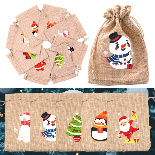 Linpose Jute Gaveposer 10X14CMSANTA SANTA