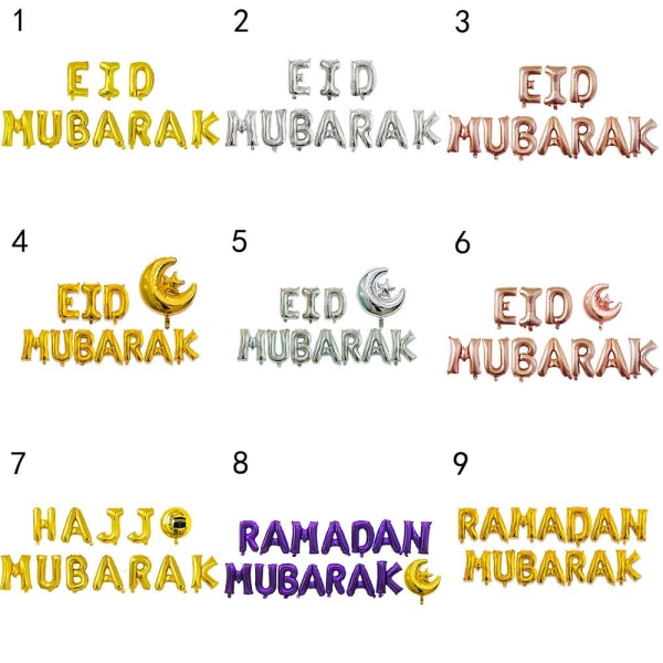Eid Mubarak-balloner Eid-dekorationer 7 7
