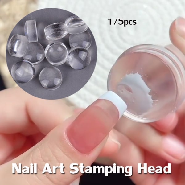 1/5 stk gennemsigtig silikone stamper nail art stempling hoved 5 stk