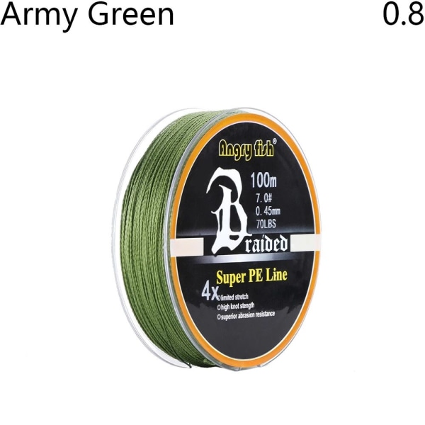 Fiskeline PE fletning ARMY GREEN 0,8 0,8