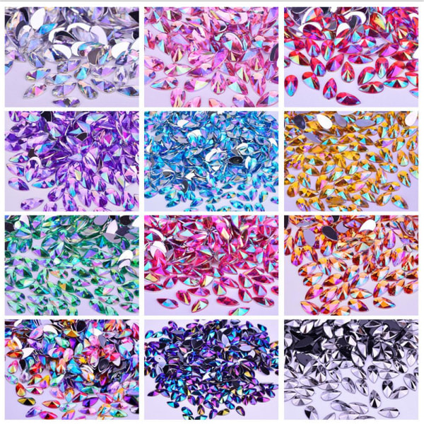 100st 8x13mm Nail Rhinestones Tear Drop Shape GOLD AB