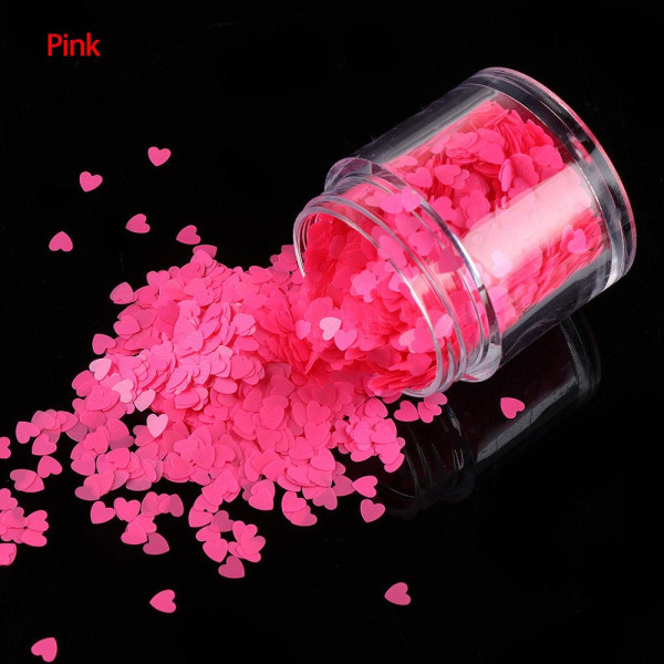 Lysande Nagelpaljetter Hjärtformade Flakes Fluorescens ROSA