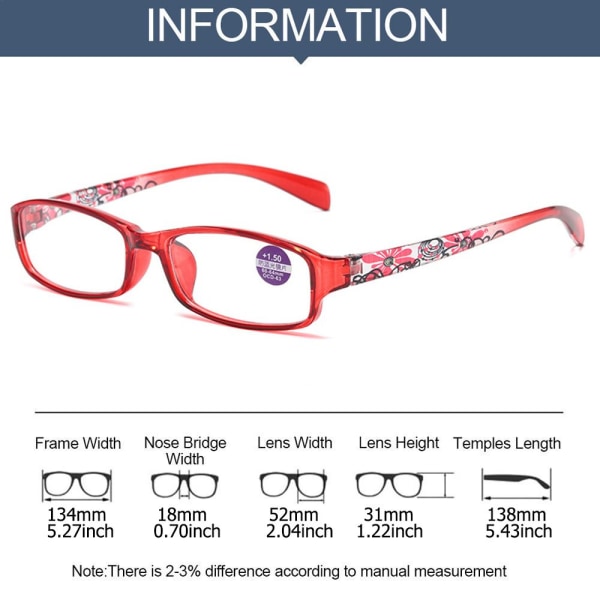 Läsglasögon Presbyopiska glasögon ROSA STYRKA +3,00