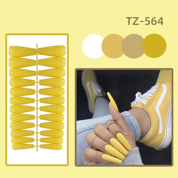 24 stk/pose Lange kalebasser kunstige negle med presselim TZ-114 TZ-114