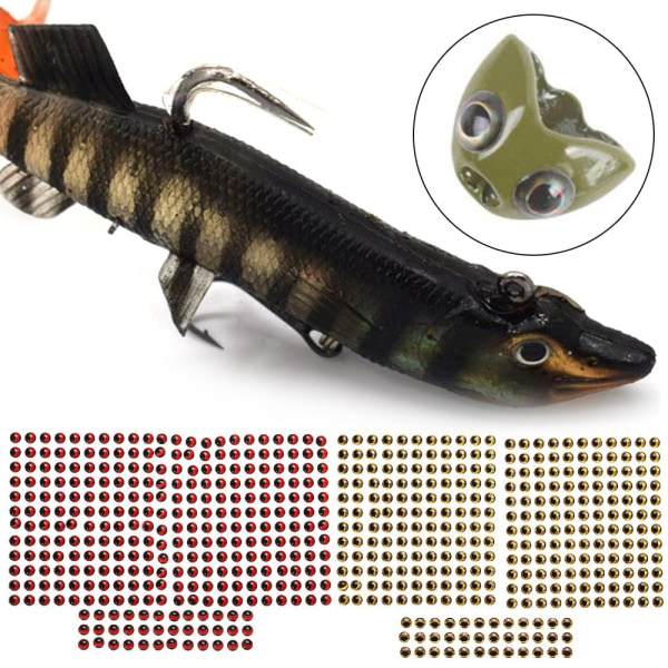 300 stk/sett Fish Lure Eyes 3D holografisk GULL - 3MM GULL - 3MM