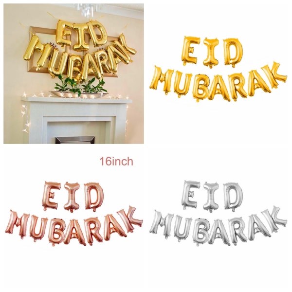 16 tommer Eid Mubarak RAMADAN MUBARAK GULD RAMADAN KAREEM RAMADAN